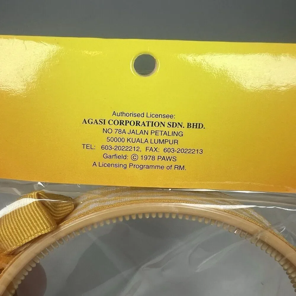 New GARFIELD Vintage Yellow Gingham Headband JIM DAVIS Cat